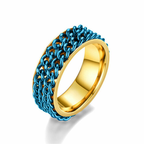 фото Кольцо-спиннер "вращающая цепь антистресс" синий 16 размера без бренда