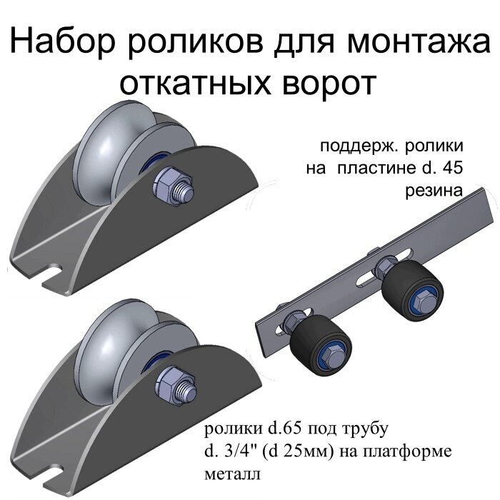 N3" Набор роликов для монтажа откатных ворот (1шт. верхние + 2шт. нижние)