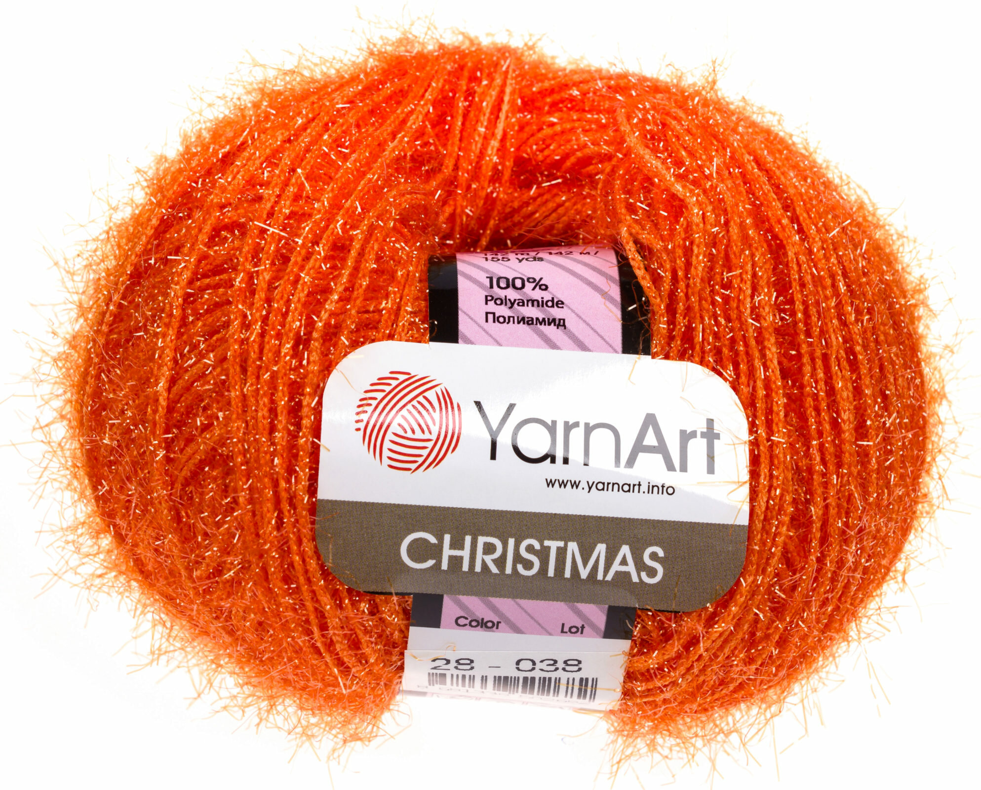 Пряжа Yarnart Christmas оранжевый (28), 100%полиамид, 142м, 50г, 1шт