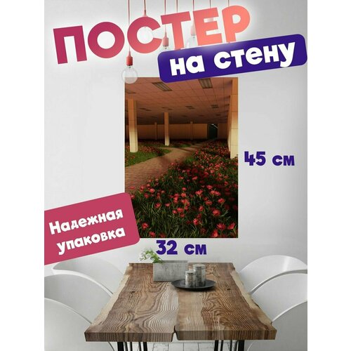 Постер для интерьера, плакат на стену 32х45 Backrooms