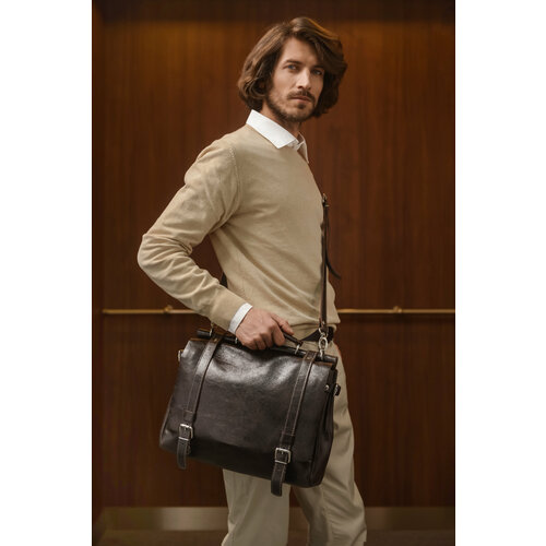 Портфель Igermann, фактура гладкая, черный