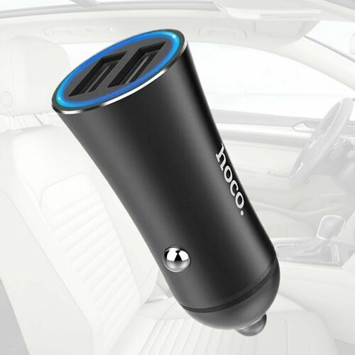 Автомобильная зарядка HOCO Z30A Easy route dual port car charger black