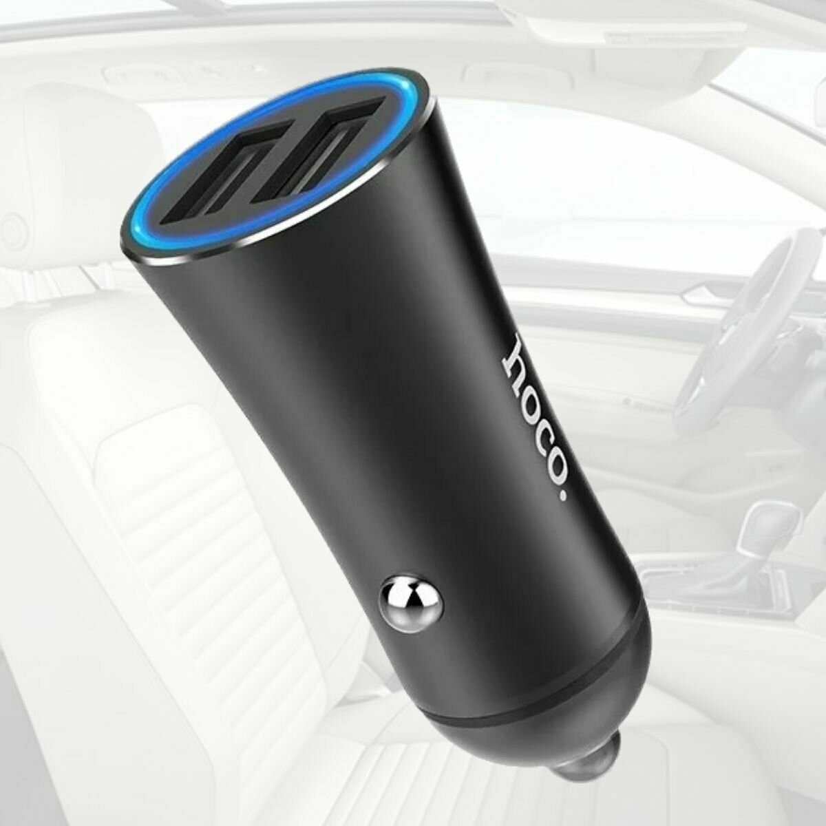 фото Автомобильная зарядка HOCO Z30A Easy route dual port car charger black