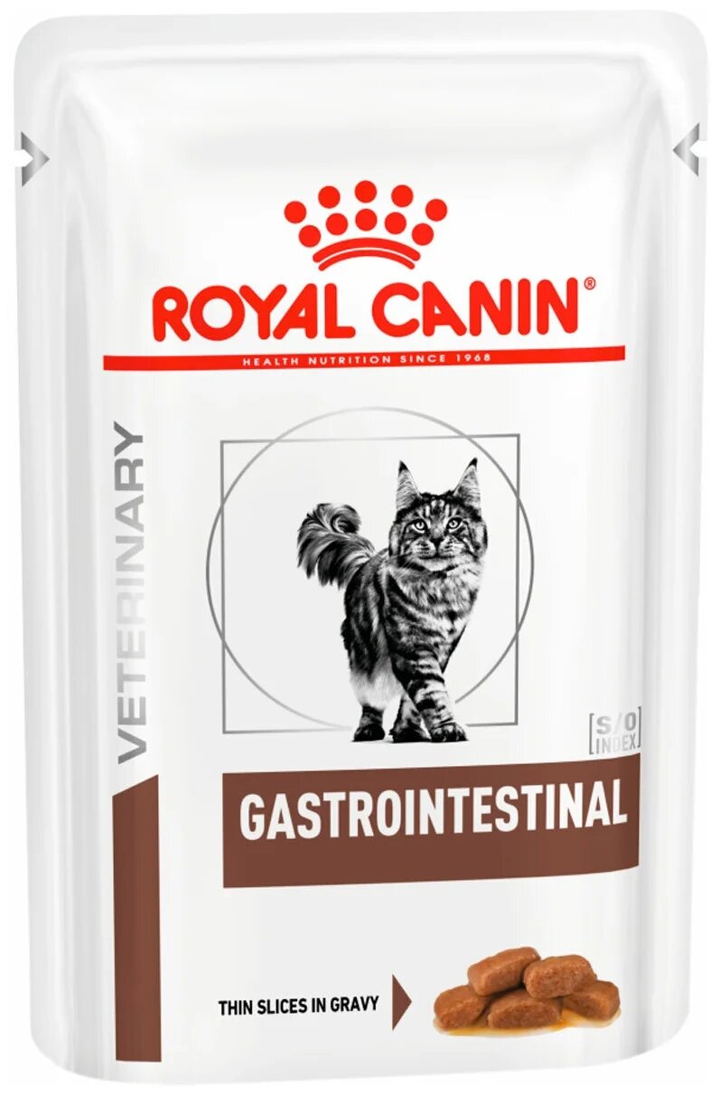 Влажный корм для кошек Royal Canin Gastrointestinal, при проблемах с ЖКТ, с птицей, 12 шт. х 85 г (кусочки в соусе) — фото 1