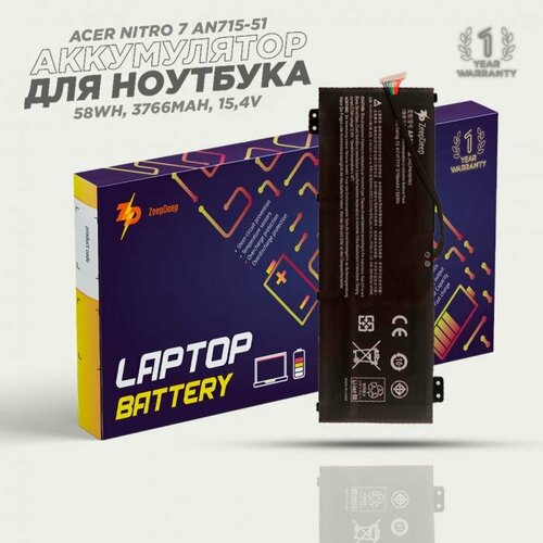 аккумулятор для ноутбука acer 1551 Аккумулятор для ноутбука Acer Nitro 7 AN715-51, Predator Helios 300 PH315-52 PH317-53, Nitro 5 AN515-43, AN515-53, AN515-54, Nitro 7 AN715-51 (AP18E7M) ZeepDeep Energy 58Wh, 3766mAh, 15,4V