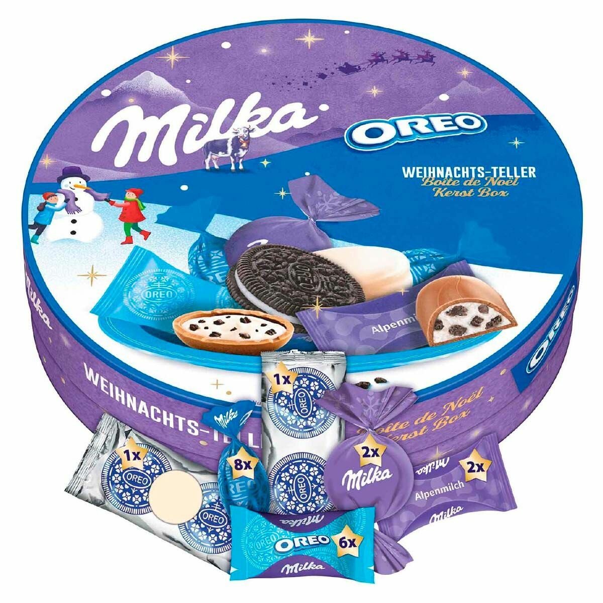 Новогодний подарочный набор конфет и шоколада OREO & Milka Xmas Mix (Германия), 198 г