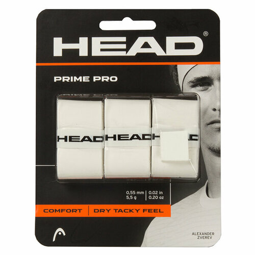 Обмотка для ручки ракетки HEAD Overgrip Prime Pro x3 White 285319-WH обмотка для ручки ракетки head overgrip prime tour x3 white