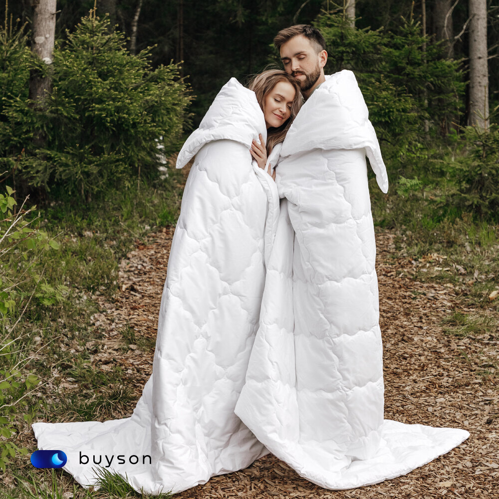 Одеяло buyson BuyNature, 205х140 см, 1,5 спальное, всесезонное, с наполнителем хлопок и полиэфир - фотография № 5