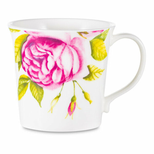 Кружка Just Mugs Mersey Ботанический сад Роза 412 мл, фарфор костяной