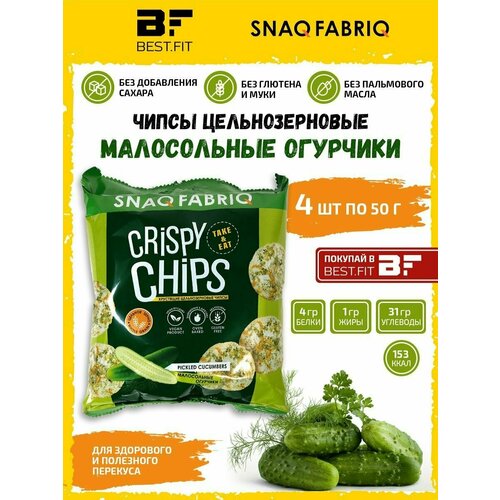 Snaq Fabriq Цельнозерновые чипсы (Малосольные огурчики) 4х50г / Crispy Chips без муки, сахара, глютена