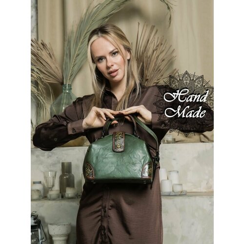 фото Сумка lumida, фактура тиснение, зеленый