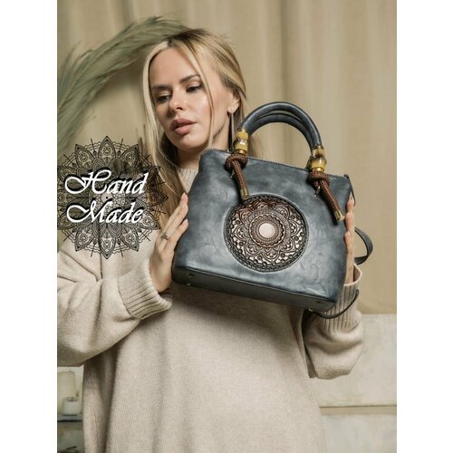 фото Сумка lumida, фактура тиснение, серый