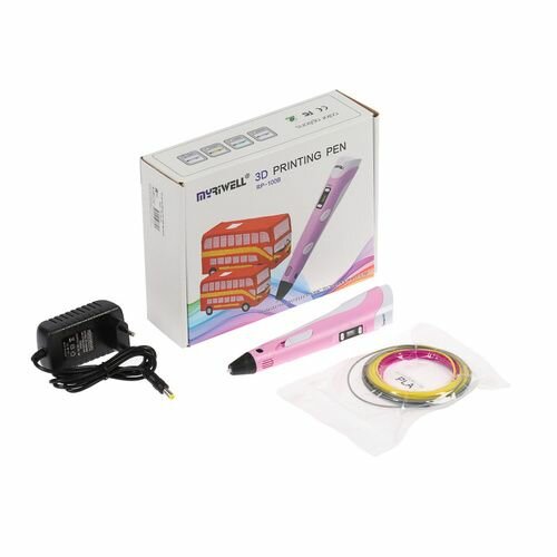 3D ручка Myriwell розовая, ABS/PLA, (+ пластик, 3 цвета)