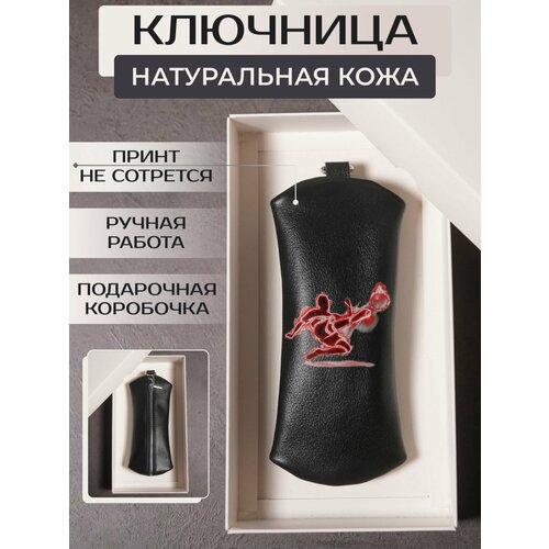 фото Ключница russian handmade, натуральная кожа, черный