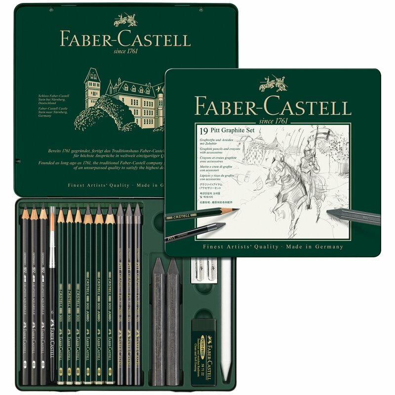 Набор карандашей ч/г Faber-Castell "Pitt Graphite", 19 предметов, заточенные