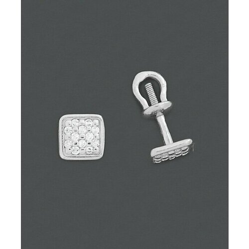 Серьги пусеты markiz Пусеты из серебра 25727062, серебро, 925 проба, родирование, фианит, бесцветный