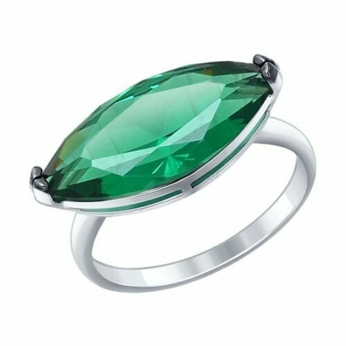 фото Кольцо кольцо из серебра 92011296 92011296 серебро, 925 проба, родирование, ситалл, размер 17.5, зеленый dragomarket