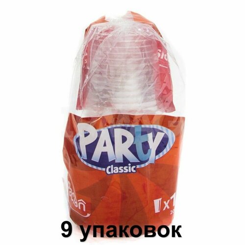 Paclan Стаканы пластиковые Party Classic, прозрачные, 200 мл, 12 шт, 9 уп