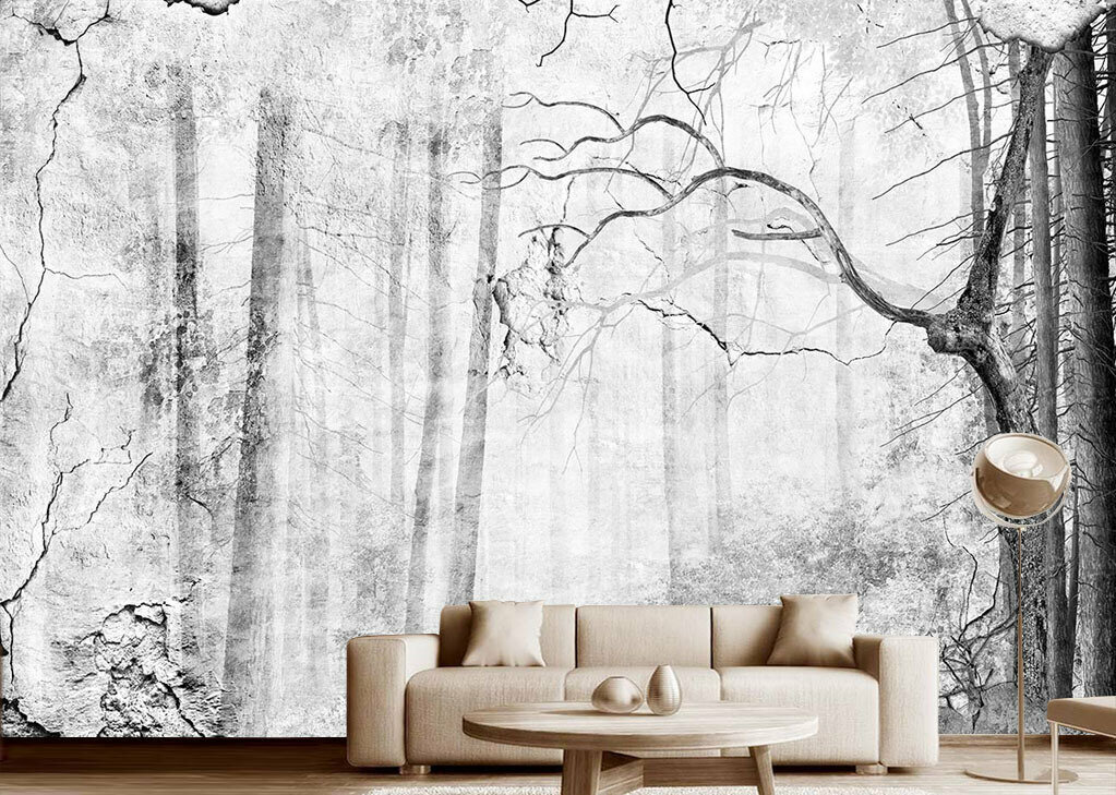 фото Фотообои на стену "Холодный белый лес" 200x270(ШxВ) см, 3d флизелиновые обои