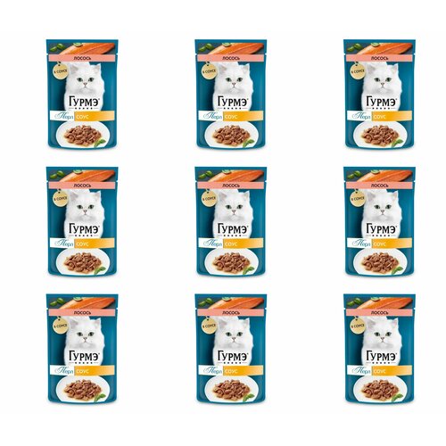 Гурмэ влажный корм для кошек, Перл Нежное филе, с лососем в соусе, 75 г, 9 шт