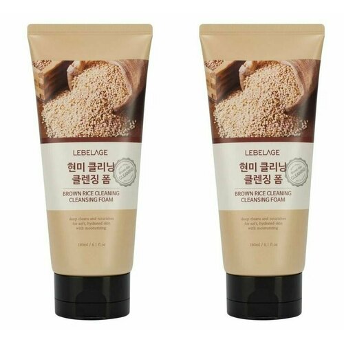 LEBELAGE Пенка для умывания с экстрактом коричневого риса BROWN RICE CLEANING CLEANSING FOAM 180мл - 2 штуки lebelage пенка для умывания с экстрактом коричневого риса brown rice cleaning cleansing foam 180 мл