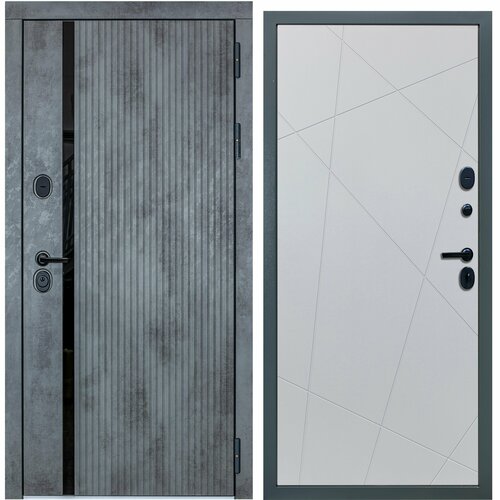 Дверь входная металлическая DIVA ДХ-46 2050x960 Правая Бетон темный - Д11 Белый Софт, тепло-шумоизоляция, антикоррозийная защита для квартиры