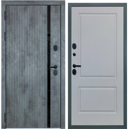 Дверь входная металлическая DIVA ДХ-46 2050x960 Левая Бетон темный - Д7 Белый Софт, тепло-шумоизоляция, антикоррозийная защита для квартиры дверь входная металлическая diva дх 46 2050x960 левая бетон темный д7 силк маус тепло шумоизоляция антикоррозийная защита для квартиры