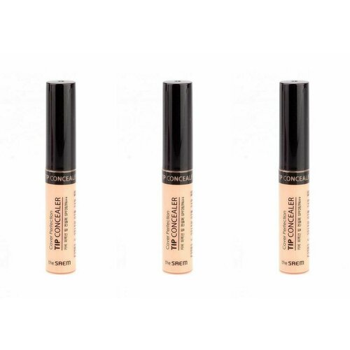 The Saem Консилер Cover perfection tip concealer, 01 clear beige, 1 мл, 3 шт консилер 01 6 5 гр cover perfection tip concealer 01 clear beige the saem