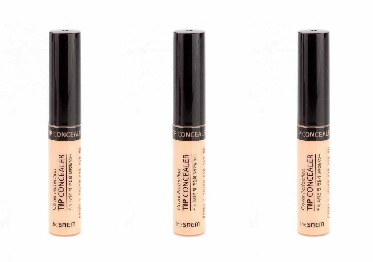 The Saem Консилер Cover perfection tip concealer, 01 clear beige, 1 мл, 3 шт
