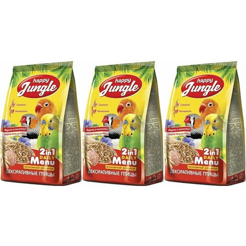 Happy Jungle Корм сухой для декоративных птиц J101 350г, 3 шт. pinny pinny зерновая смесь для волнистых попугаев 1 кг
