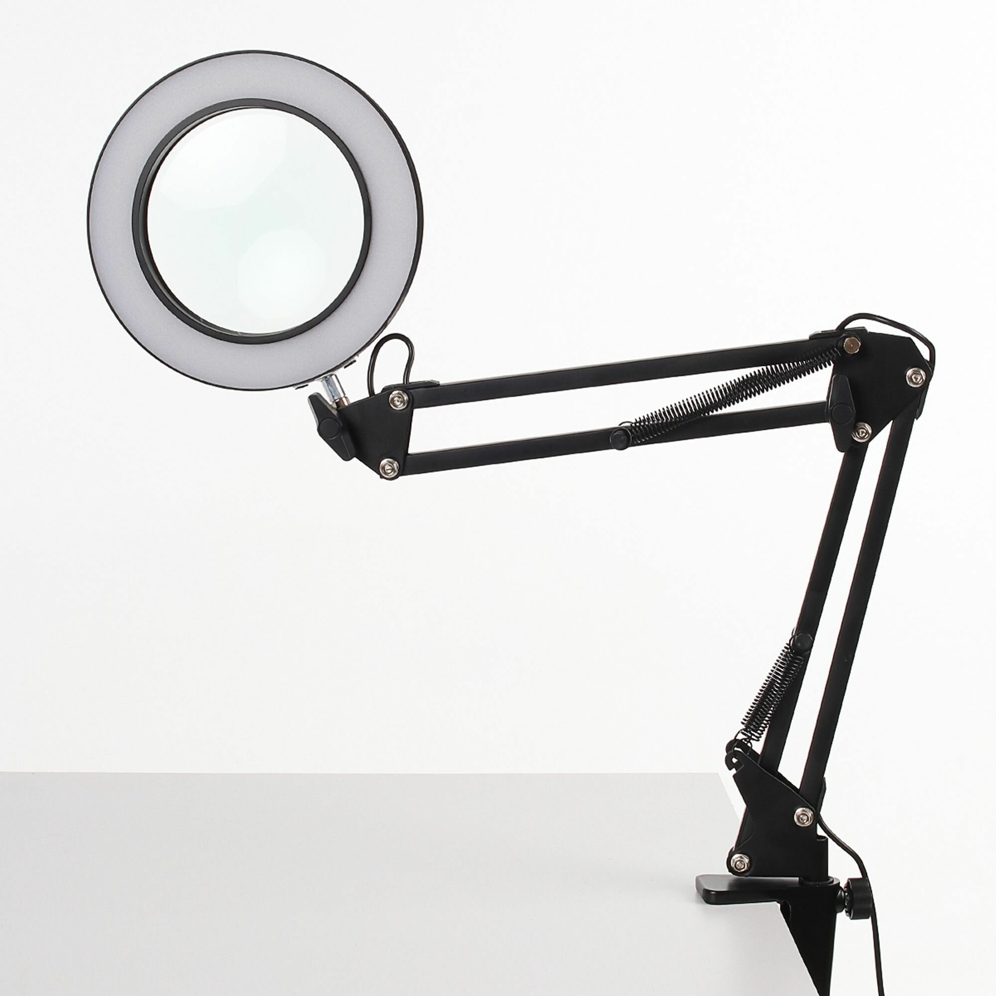 Настольная лампа лупа с подсветкой для рукоделия и вышивания светильник с лупой для чтения ювелирная косметологическая для наращивания ресниц и маникюра