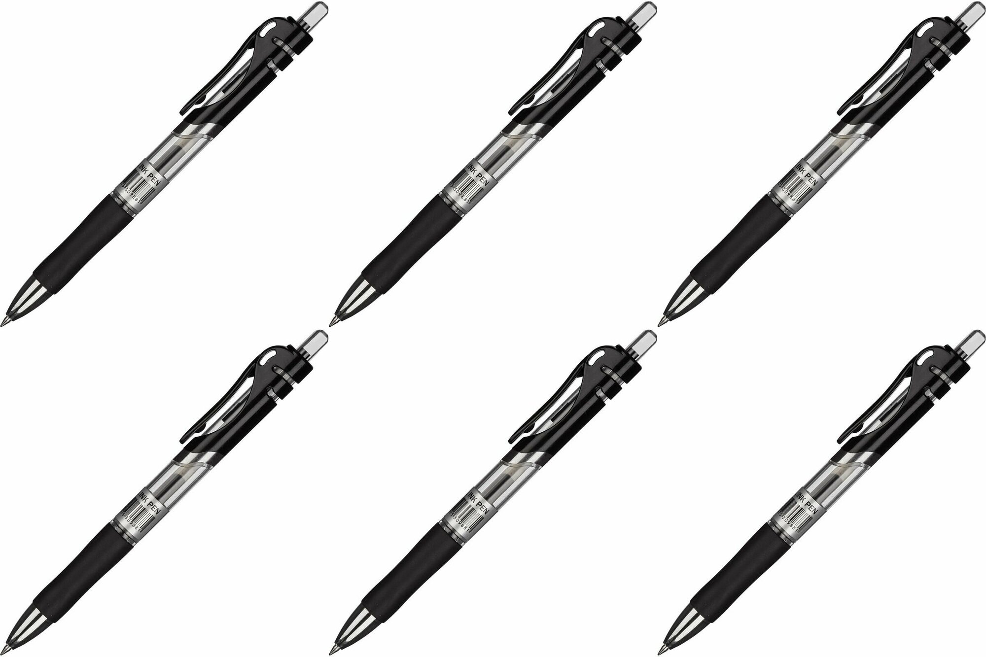 фото Attache Ручка гелевая автоматическая Hammer черный стержень, 0,5 мм, 6 шт