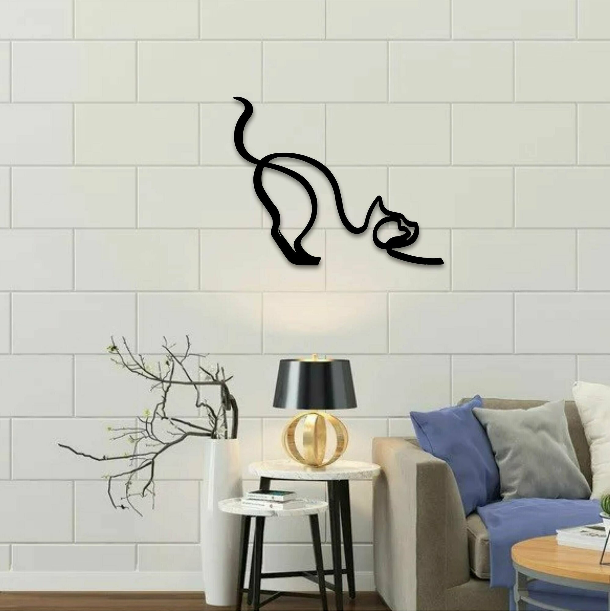 фото Панно настенное из дерева "Кот 2" 50х40см / декор для дома