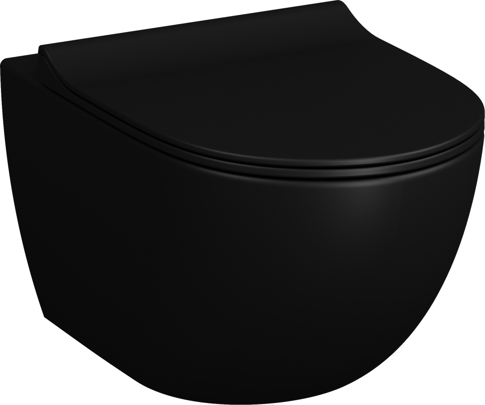 фото Безободковый подвесной унитаз VitrA Sento 7748B083-0101 матовый черный