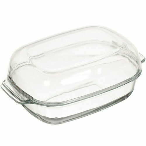 Кастрюля стекло, 22.6х34.5х14.3 см, 5.7 л, прямоугольная, с крышкой, Daniks