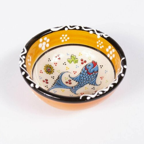 Пиала для чайной церемонии оранжевая пиала с рыбкой для чая ручная роспись 459₽