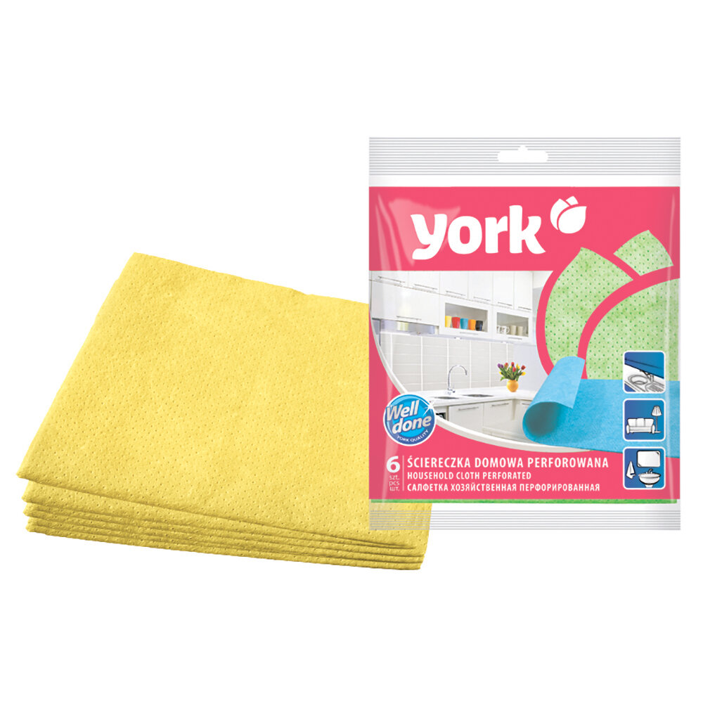 Салфетка хозяйственная York 35х35 см перфорированная 6 шт