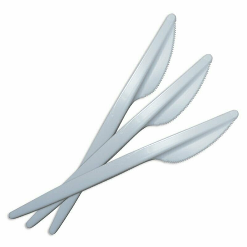 Ножи одноразовые PakStar 200 штук / Нож одноразовый белый 165 мм - 2 упаковки по 100 штук