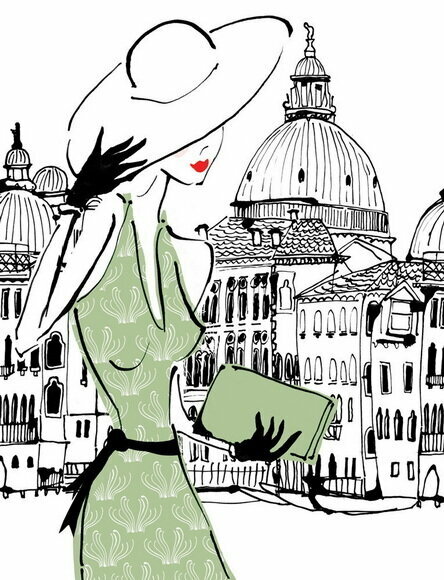 Плакат постер на бумаге девушка в шляпе в Париже. Гламур. Размер 21 х 30 см