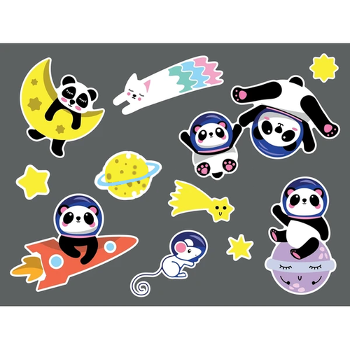 Наклейки стикеры Панда в космосе