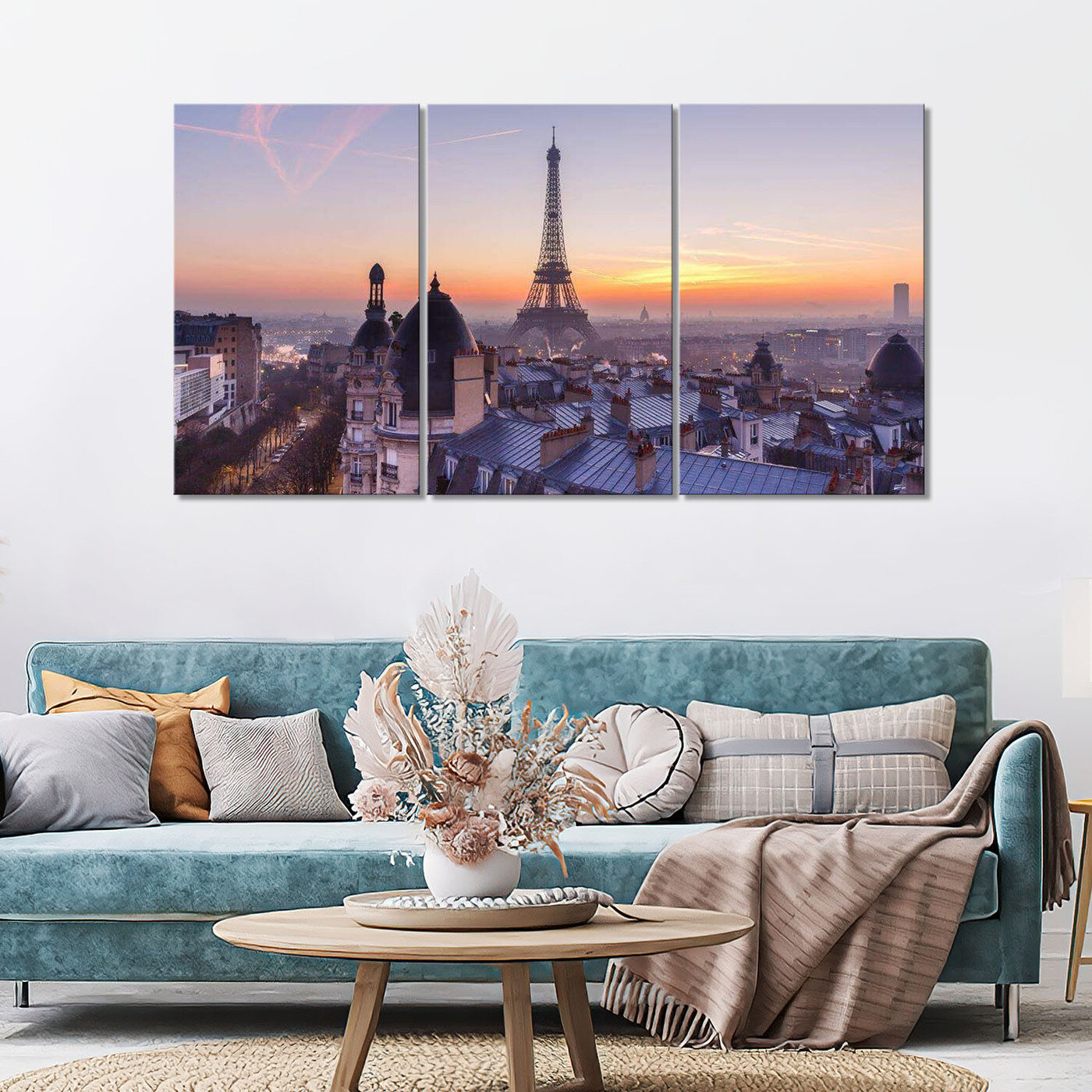 Модульная картина/Модульная картина на холсте/Модульная картина в подарок/ Париж Эйфелева башня/Paris Eiffel Tower 90х50