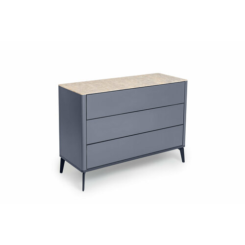 Комод 3 ящика цвет корпуса темно-серый soft touch, цвет топа желтый песок, (Габариты: 1100 х 430 х 810 mm)