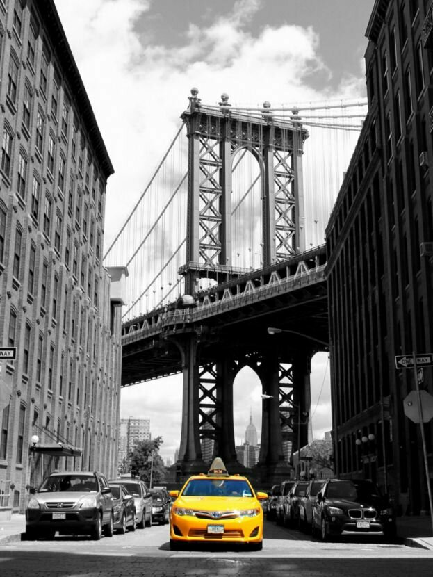 Плакат, постер на бумаге Taxi yellow, Такси. Размер 42 х 60 см