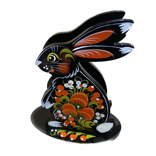 Салфетница Заяц 140*120 с росписью Хохлома