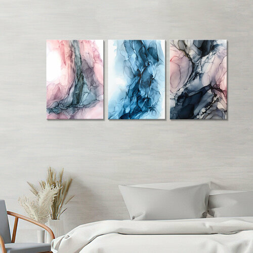 Картина интерьерная-акварельные пятна (3 модуля-общий размер 30х60)