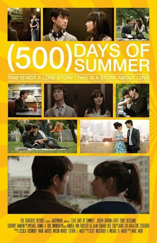 Плакат постер на холсте 500 дней лета ((500) Days of Summer) Марк Уэбб. Размер 21 х 30 см