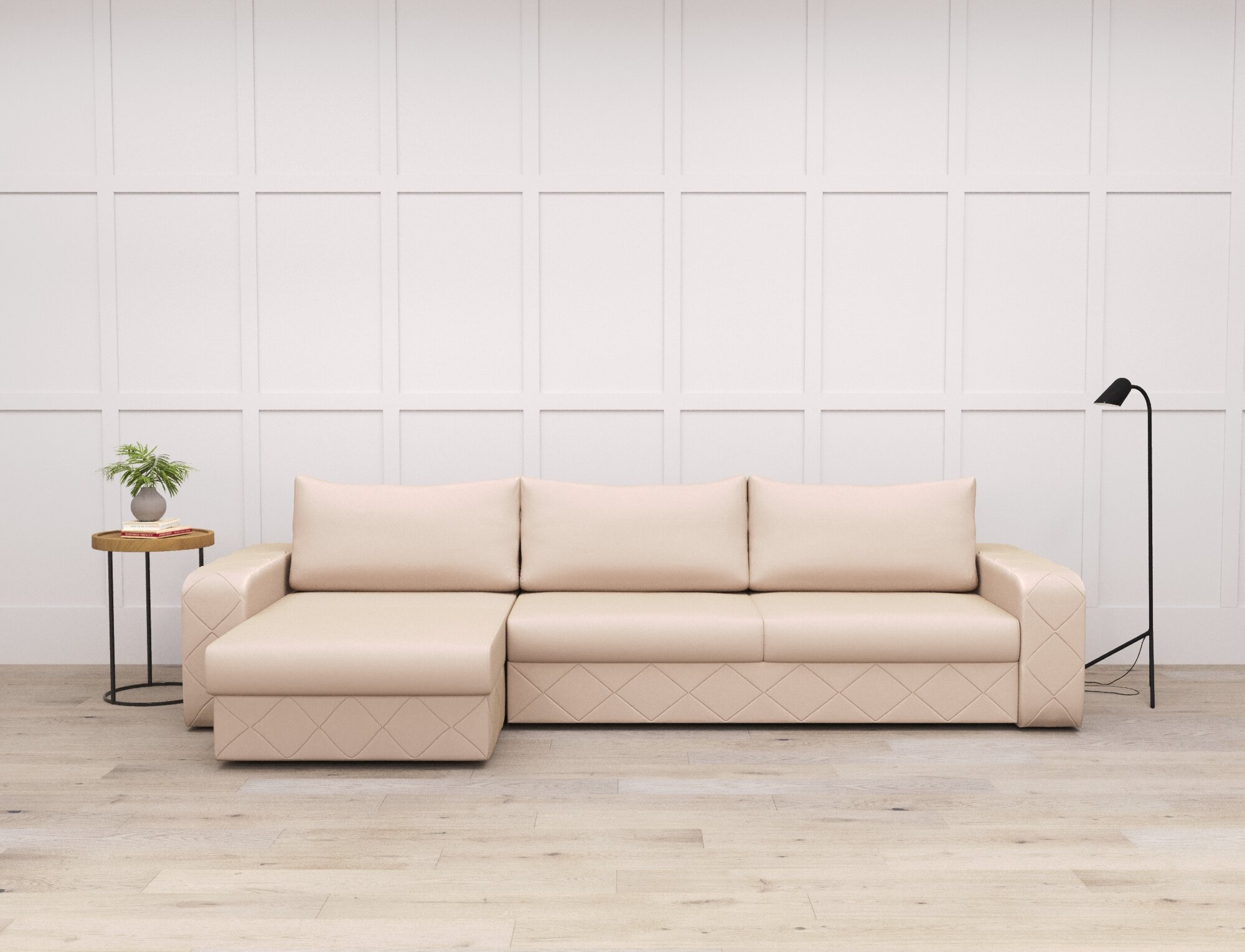 Угловой диван "Райли" с оттоманкой 290x156x108 "нэндо" Velutto 05