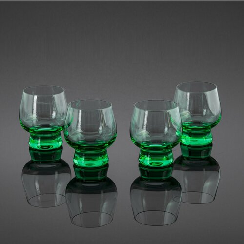 Набор бокалов для крепких напитков на 4 персоны зеленого цвета, стекло, СССР