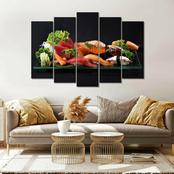 Модульная картина/Модульная картина на холсте/Модульная картина в подарок/суши с рыбой-sushi with fish 125х85