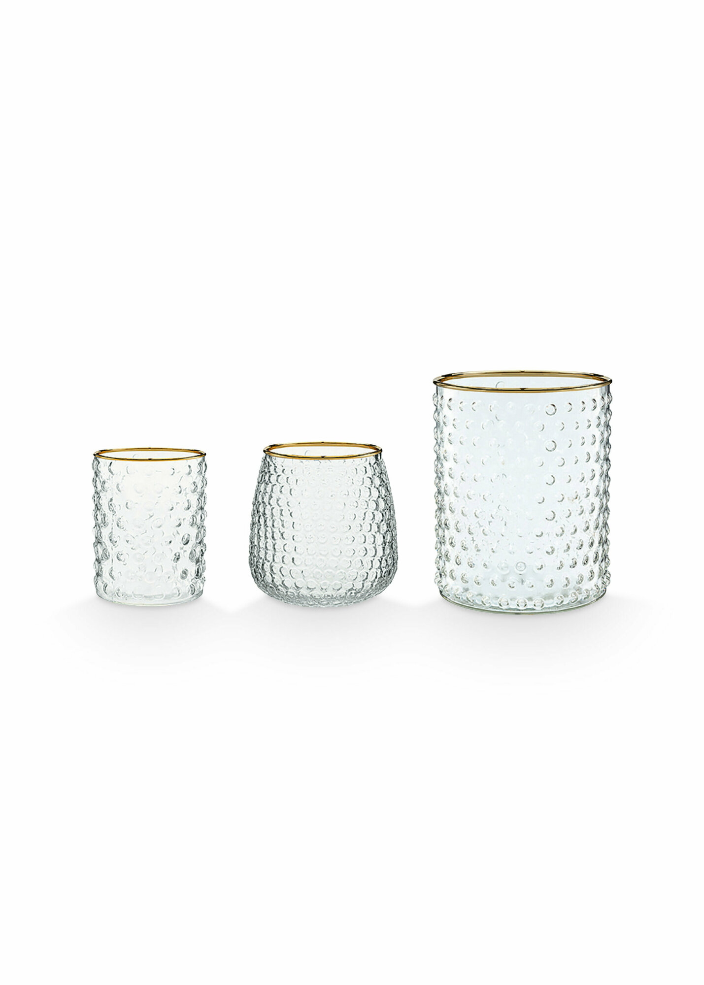 Набор из 3-х подсвечников Pip Studio Glass Clear, WW.51.092.106, 7.5х10, 7.5/9.5х10, 13х17 см